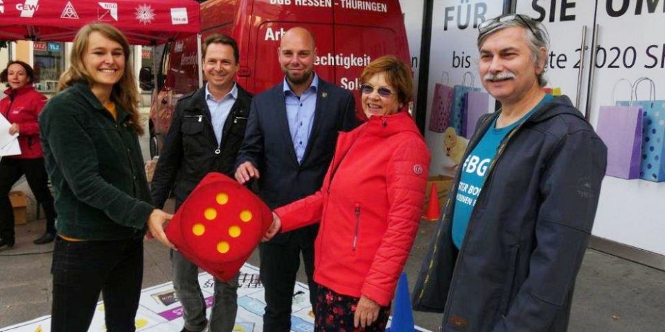 Zur Landtagswahl in Thüringen organisiert der DGB in Gera ein Wahlopoly